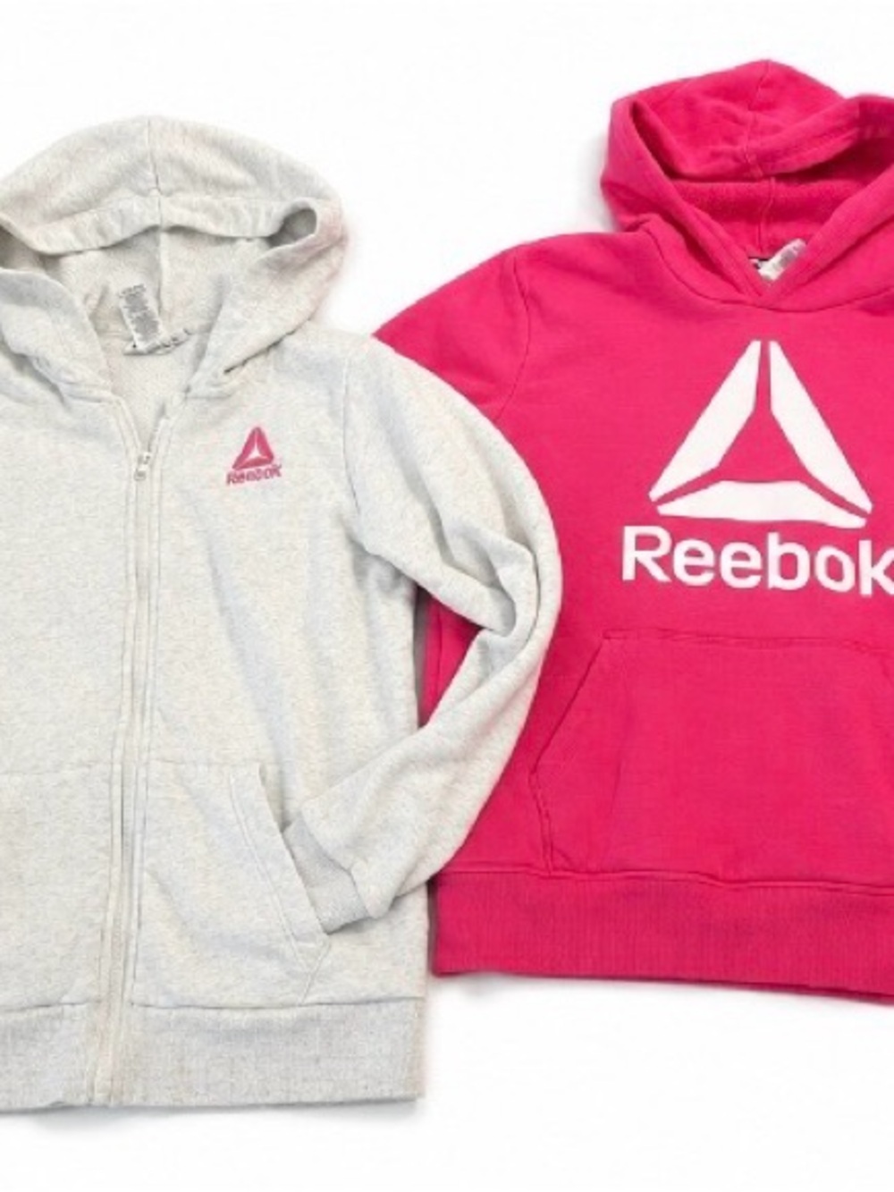 Reebok Kids Pink Pullover Hoodie and Light Gray Zip Hoodie Set